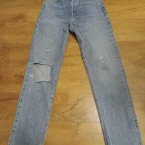 Agolde Women's 90s Pinch Waist Ripped Straight Leg Jeans Pants Size 23, 29"long